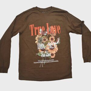 Forget Me Not Womens True Love Brown Floral Print Shirt New XS